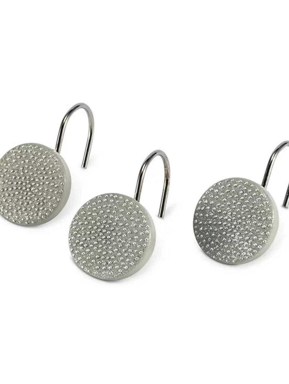 Avanti Dotted Circle Textured Resin 12-Pc. Shower Curtain Hooks/Silver